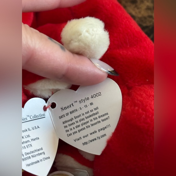 🐂 TY Beanie Baby Red Bulls – Snort Lot of 7 (3 Style 4002 + 4 Regular Tags) - Picture 7 of 10